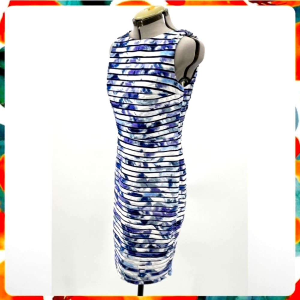Cache Sleeveless Watercolor print Sheath Bandage dress, size 6